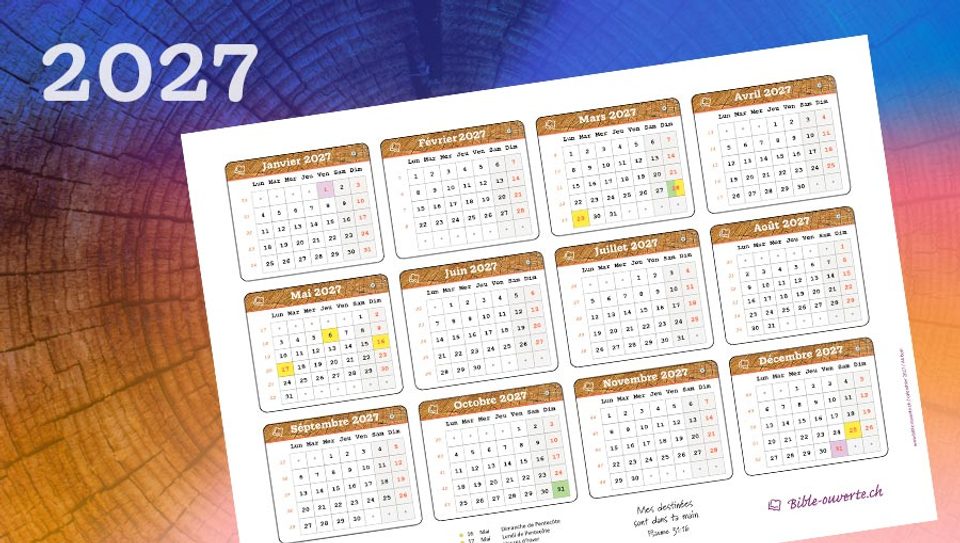 Calendrier Annuel Chretien 2027 W