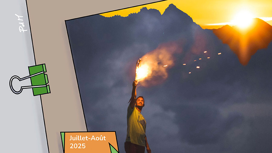 Un homme qui porte un flambeau au levé du jour